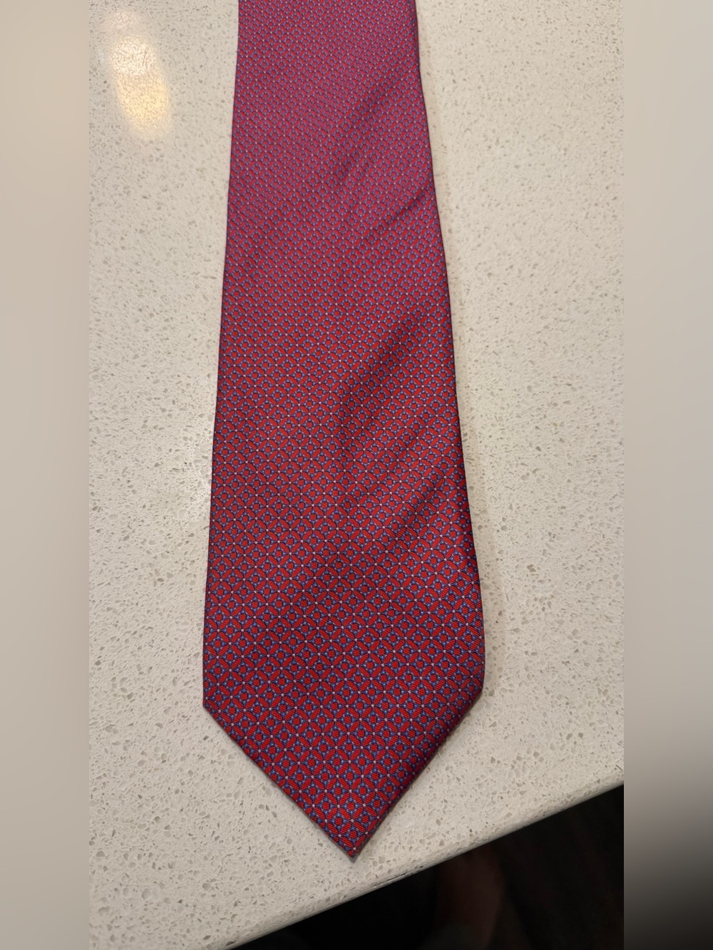 Ricci Red Blue Geometric Silk Tie Italy